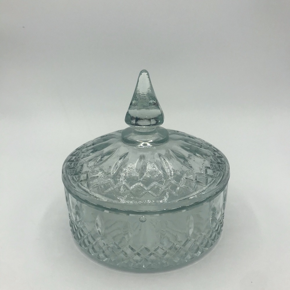 Vtg baby blue candy dish with lid
